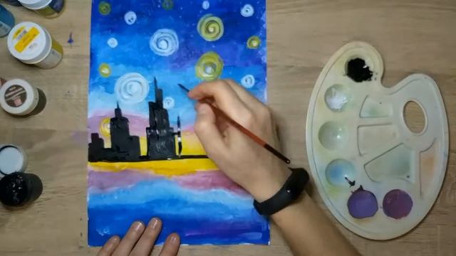 Праздничный город. Салют. Рисование смотреть онлайн