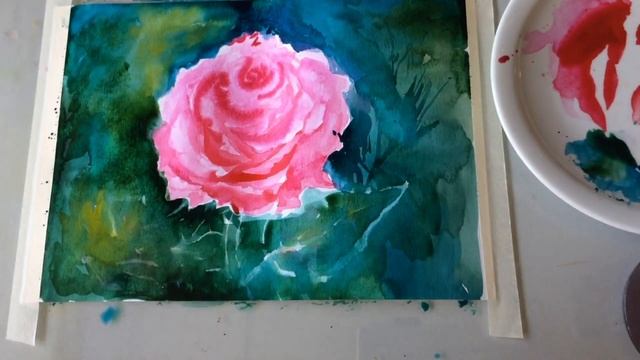 We draw a rose in watercolor. смотреть онлайн