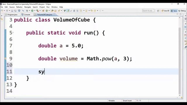 volume of cube in java смотреть онлайн