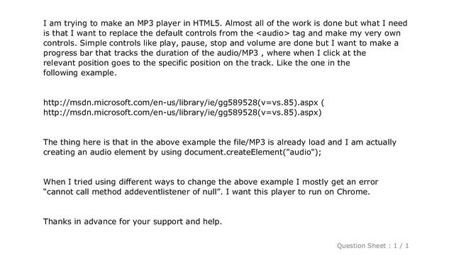 HTML : HTML5 Audio - Progress Bar