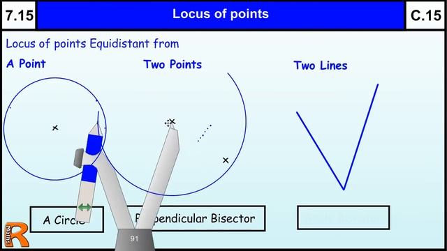 7.15 Locus of points (perpendicular & angle bisector)Maths Core Skills GCSE Grade C Level 7 help смотреть онлайн