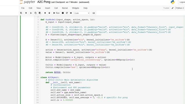 Advantage Actor Critic (A2C) Reinforcement Learning in Python with TF | OpenAIGym
