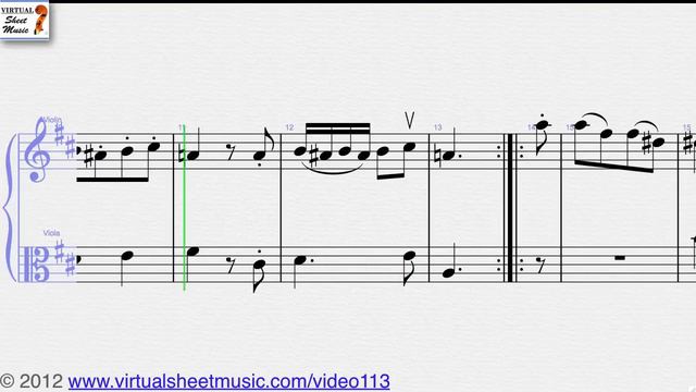 Wolfgang Amadeus Mozarts Easy Duets Duets No. 1 Violin and Viola sheet music - Video Score