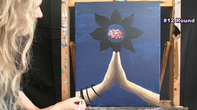 How to Paint Namaste Lotus Hands - Paint and sip at Home |step by step instructions with acrylic смотреть онлайн