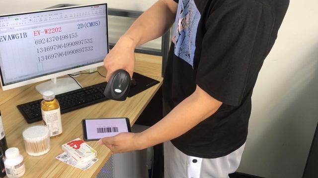 EV-W2202 2D CMO handheld barcode reader barcode scanner with wireless barcode reader смотреть онлайн