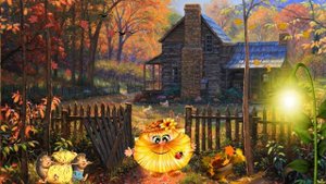 ? Осенняя сказка ? Детский осенний футаж ? Фоновый футаж Домовенок