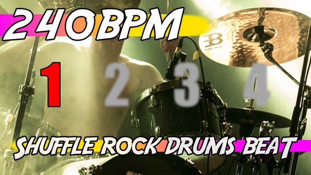 ✅ 240 BPM Backing Track 🥁 Ten minutes of shuffle rock drums beat смотреть онлайн
