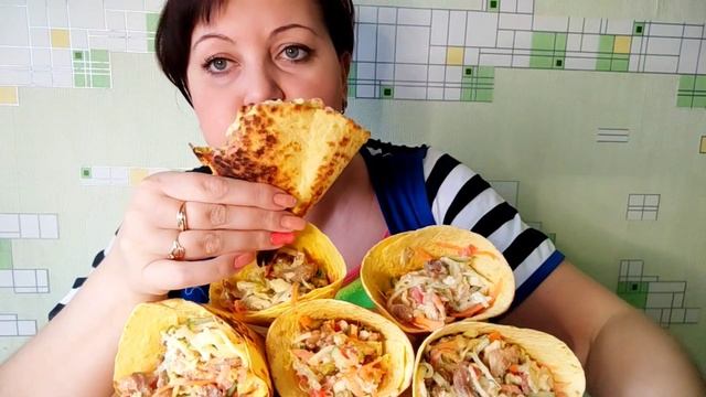 Мукбанг. Шаурма ? в лепешках для ?тортильи смотреть онлайн