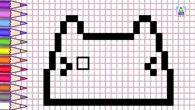 Pixel Art | Как нарисовать КОТИКА по клеточкам | Рисунки по клеточкам | Coloring Kids