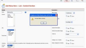 Tutorial Joomla - Gerenciar itens de menus