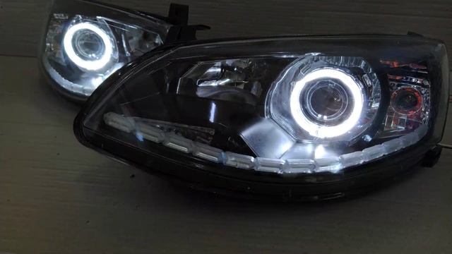 Фары Калина 2 , би-линзы + лента ДХО с бегающим поворотником смотреть онлайн