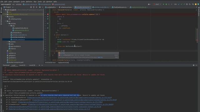 NestJS & Prisma - modifying existing data using PUT and PATCH methods