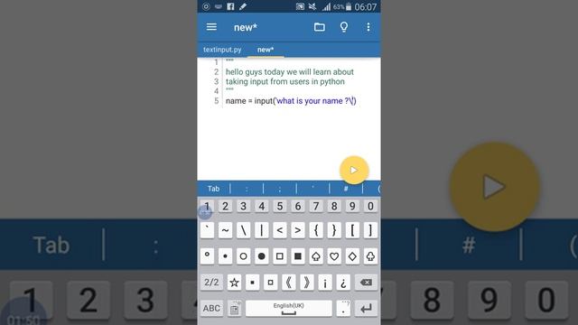 Taking input from user in python