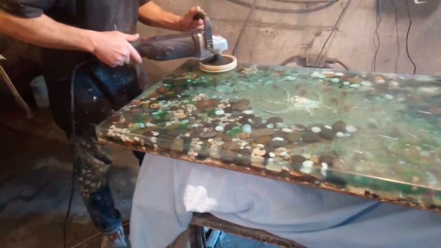 Epoxy table,ocean theme,стол из эпоксидной смолы,композиция океан.полировка