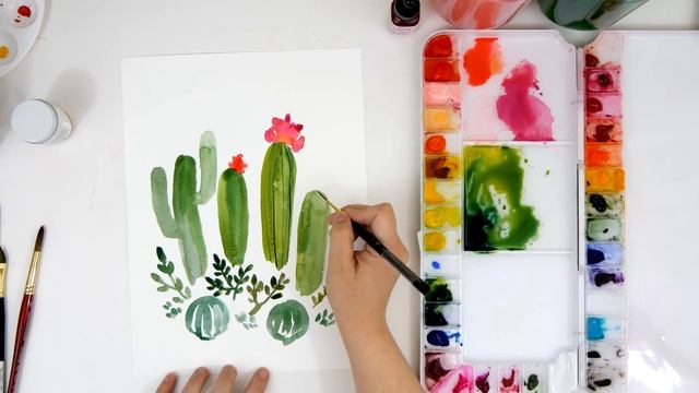 How to Paint Watercolor #Cactus | #Easy #Watercolor #Tutorial смотреть онлайн