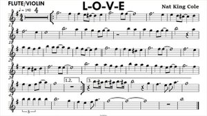 L-O-V-E Nat King Cole Flute Violin Sheet Music Backing Track Partitura Single Page for Screenshot L
