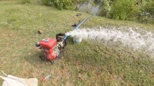 Honda GK200 3HP Water Pump Test In Canal Full Speed.Village Agriculture.