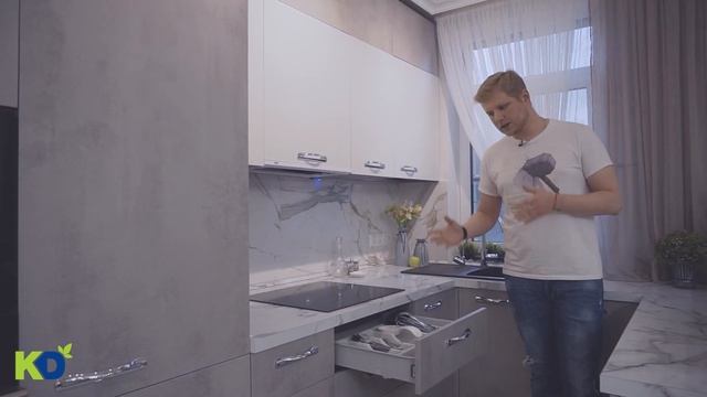 Обзор серой кухни в стиле Лофт. П-образная планировка кухни. смотреть онлайн