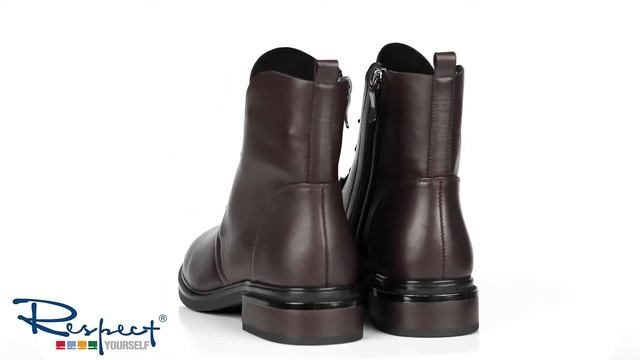 Бордовые ботинки из кожи на шнуровке VS32-132902 смотреть онлайн