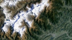 Гималаи и гора Мачапучаре с космоса