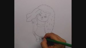 Как нарисовать ежа \\ радостного ежика с грибом // нарисовать гриб \\ книжная иллюстрация