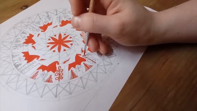 10 урок Практика - Часть 2 Мезенская композиция в круге с конями. смотреть онлайн