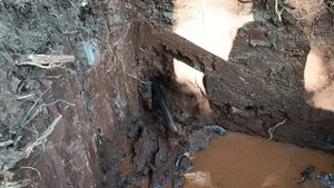 Выход прокола из земли и затяжка трубы д.160мм