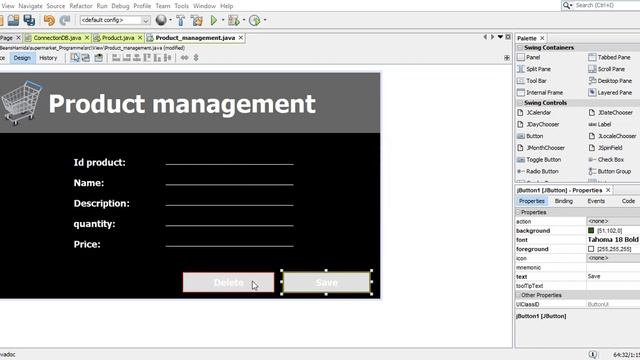 Button delete Java Swing
