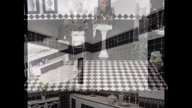 Красивый декор/дизайн ванной, современный ремонт и отделка ванной/Черно-белая ванная/BATHROOM