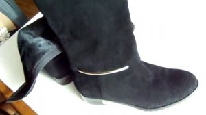 Натуральные замшевые черные сапоги в оригинальном дизайне ТМ Broccoli 38 размер