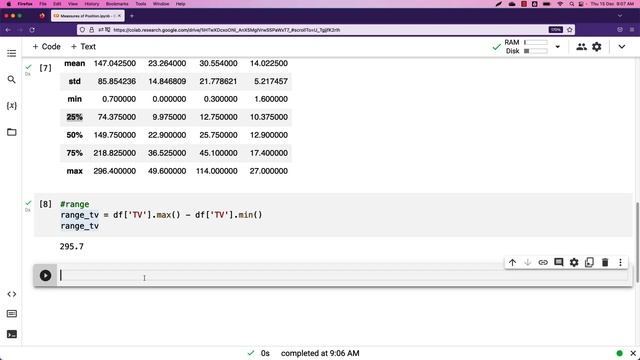 Video 13 : Measures of Position – Percentile Quartile Z Score - Python Hands On
