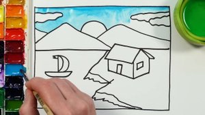 Рисуем и раскашиваем красивое дерево и картину! \\ Рисование для девочек! Давайте рисовать  вместе!