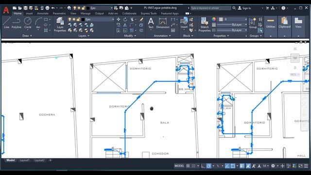 Plano descargable instalaciones de agua potable en viviendas en formato en autocad y pdf смотреть онлайн