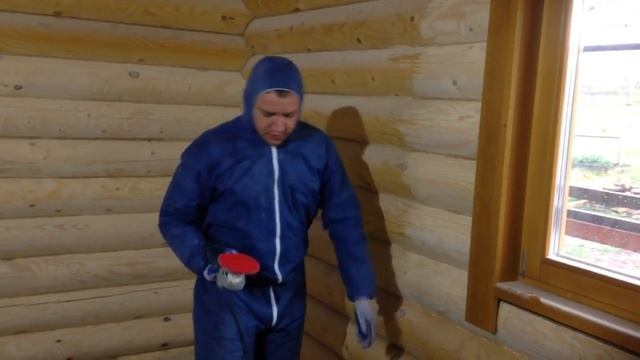 Правильная шлифовка оцилиндрованного бревна. Конопатка43