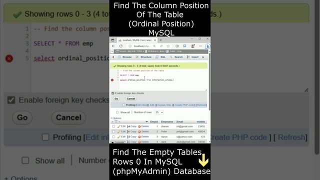 table column postion sql query  #mysql