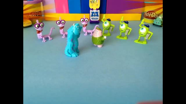 Surprise Eggs PLAY DOH Red Angry Bird chasing and eating Monster University characters смотреть онлайн