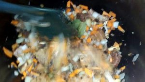 Капустная солянка с мясом и грибами. Cabbage hodgepodge with meat and mushrooms.