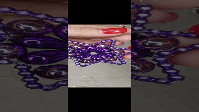 Арт. 0584/132  Распаковка 
Новогоднее украшение из стеклянных бусин «Звезда фиолетовая»