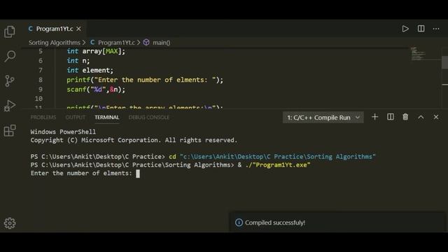 Insert an element at end in array in c || Array Operations