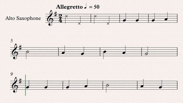"Ходит зайка по саду" - Русская народная песня видеоминусовка для саксофона-альта в темпе 50 смотреть онлайн