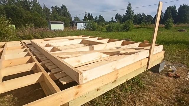 Дом 6 на 6 СНТ Дачное 1.3 - Сборка и установка каркаса стены смотреть онлайн