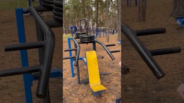 Жим лежа, жим сидя и сгибания рук на уличных тренажерах