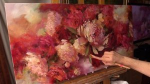 Татьяне. Пионы. Живопись маслом Alla Prima. Process of creating oil painting from Oleg Buiko.