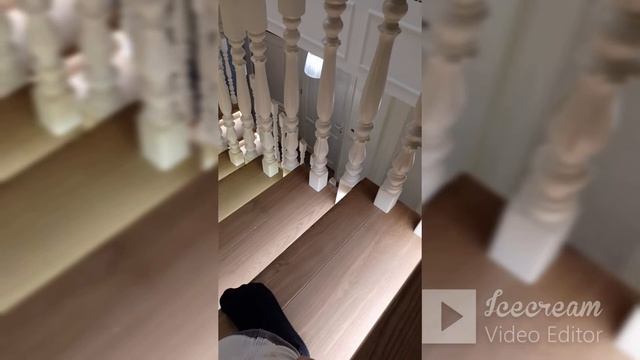 Установка деревянных перил .