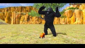Gorilla dinosaur wolf an monkey fight for banana by Mr lavangam