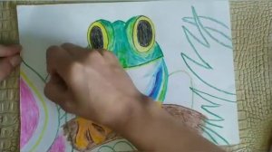 Рисуем веселого лягушонка восковыми мелками. #рисуноксдетьми #рисованиепоэтапно #рисуемсами