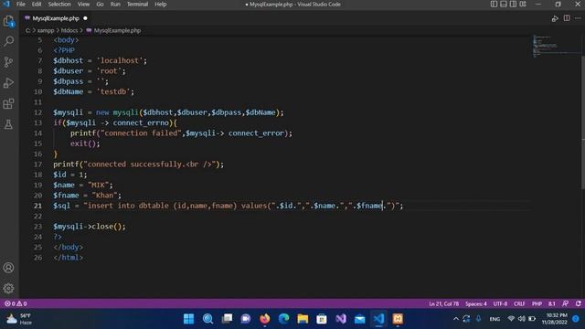 Insert Data Into MySQL Using MySQLi php [ PHP Tutorial ]