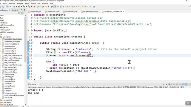 Java exception handling 6, Checked and Unchecked exceptions смотреть онлайн