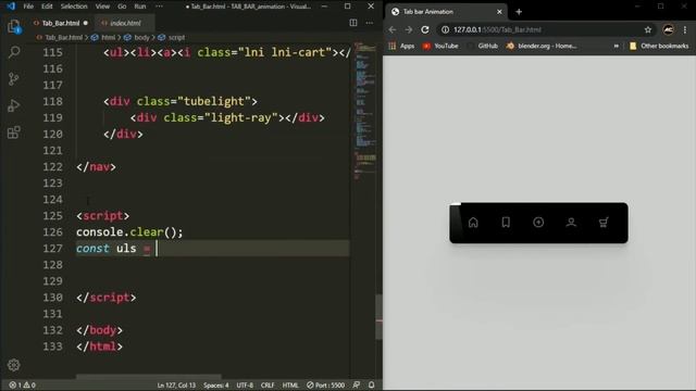 Tab Bar Animation - Navigation Menu Bar | Menu Hover Animation Using HTML CSS & JS + Source Code