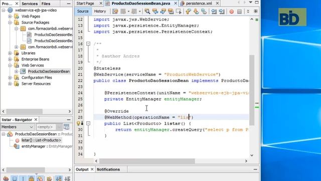 Curso Java EE y Frameworks - Módulo 8: Web Service SOAP con EJB3 y JPA2 смотреть онлайн